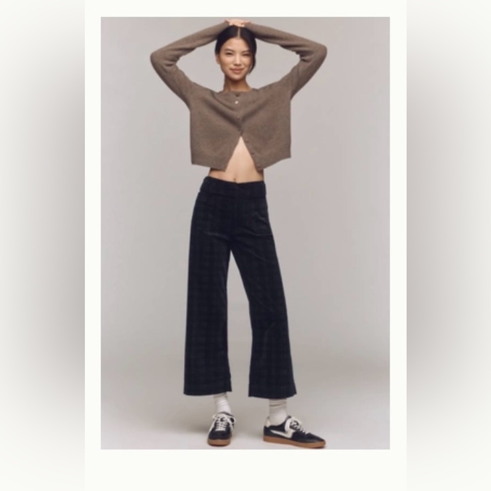 Meave The Colette Cropped Wide-Leg Plaid Corduroy Pants - Picture 2 of 9